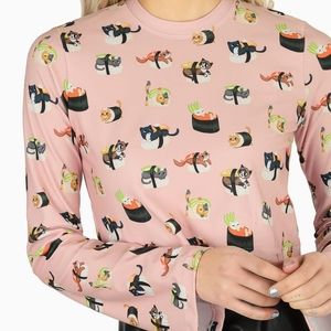 Blackmilk Sushi Cats Church Bells Cropped Top